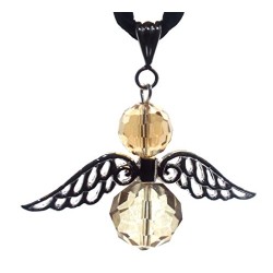 Large Guardian Angel Wing Smokey Crystal Pendant